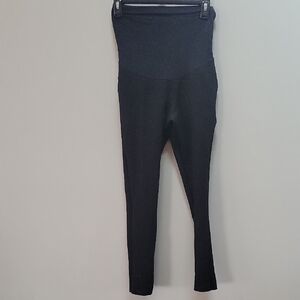 Maternity High-Rise Black Leggings with Supportive Panel